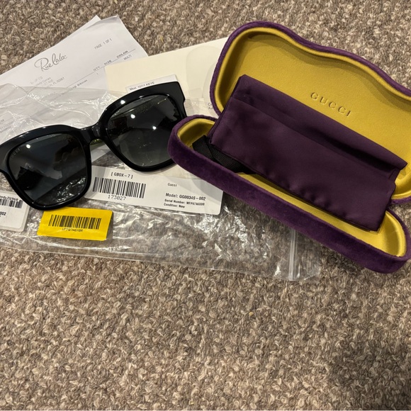 GUCCI Sunglasses GG 0034S Black w Red & Green Glitter - Picture 4 of 16